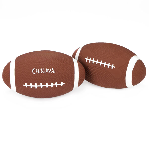 Chiwava 2 Pack 6" Squeaky Latex Dog Toy Balls Football Rugby - 画像 (7)