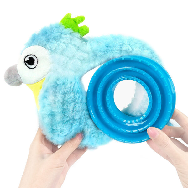 Chiwava 2 in 1 Interactive Squeaky Crinkle Plush Dog Toy Bird with Slow Food Bowl for Small Medium Dogs - Imagen 6