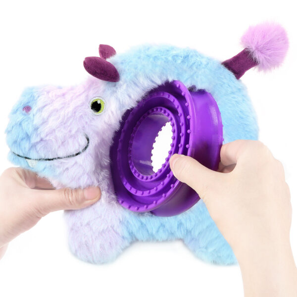 Chiwava 2 in 1 Interactive Squeaky Plush Dog Toy Hippo with Slow Food Bowl for Small Medium Dogs - 画像 (7)